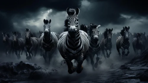 Monochromatic Zebras in Dark Landscape: A Digital Illustration