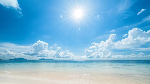 Serene Beach with Turquoise Ocean and White Sands