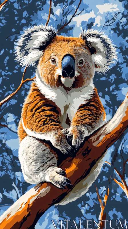 AI ART Koala Resting on a Tree Branch