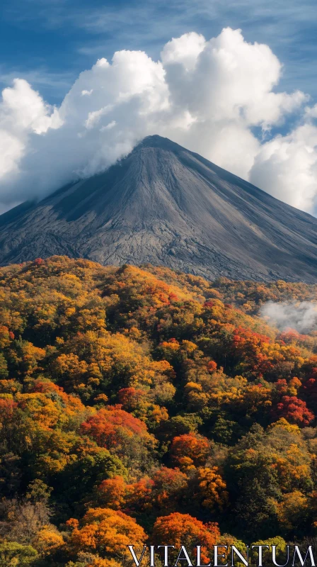 Autumn Mountain Landscape with Vibrant Foliage AI Image