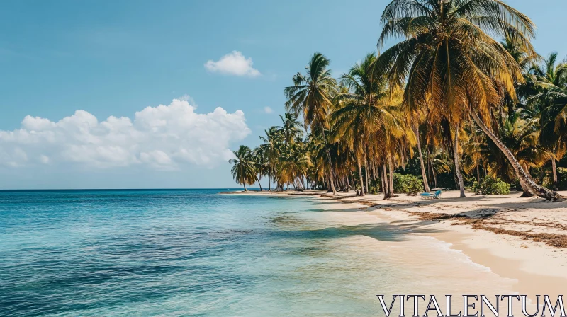 Idyllic Island Beach with Crystal Clear Waters AI Image