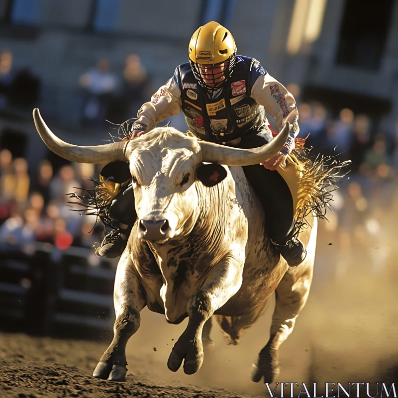 Thrilling Bull Riding Sports Event AI Image