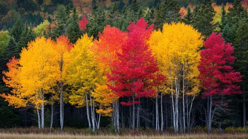 Colorful Autumn Foliage in Forest