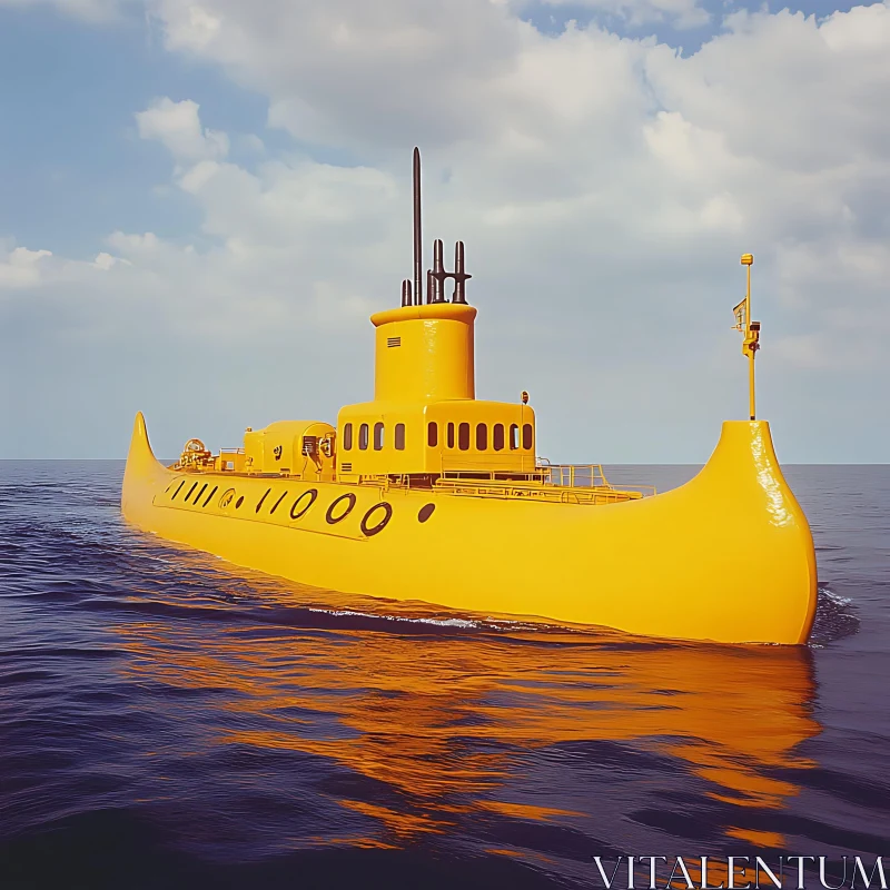 Colorful Submarine in Tranquil Waters AI Image