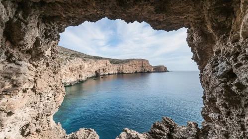 Ocean View Through Coastal Cave