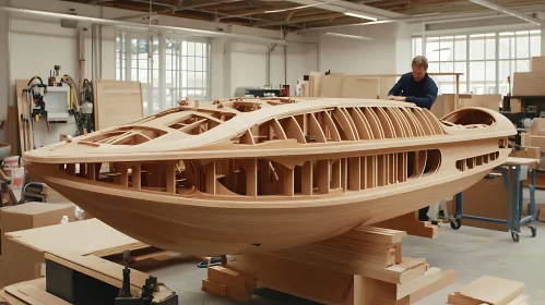 Handcrafted Boat Building Process in Workshop