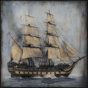 Historic Sailboat on Rough Seas