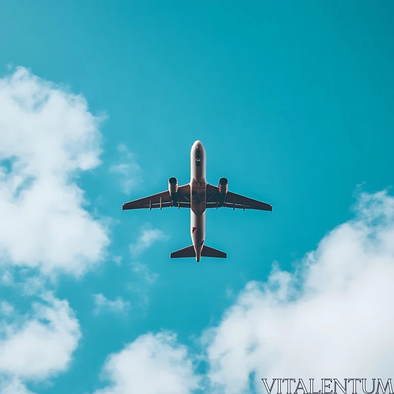 Commercial Jetliner Against Blue Sky with Clouds AI Image