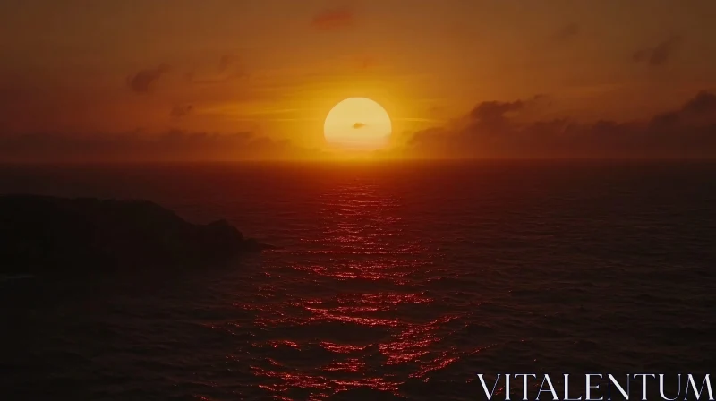 Golden Sunset Ocean View AI Image