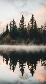 Mystical Forest Reflection on Tranquil Lake