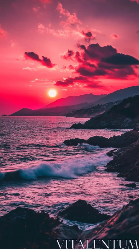 Majestic Sunset by the Sea AI Image