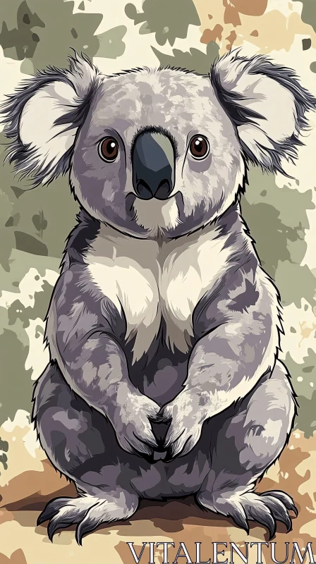 Cute Koala Cartoon Art AI Image