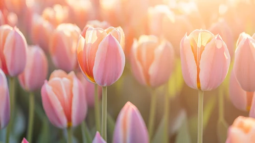 Pink Tulips Under Soft Sunlight