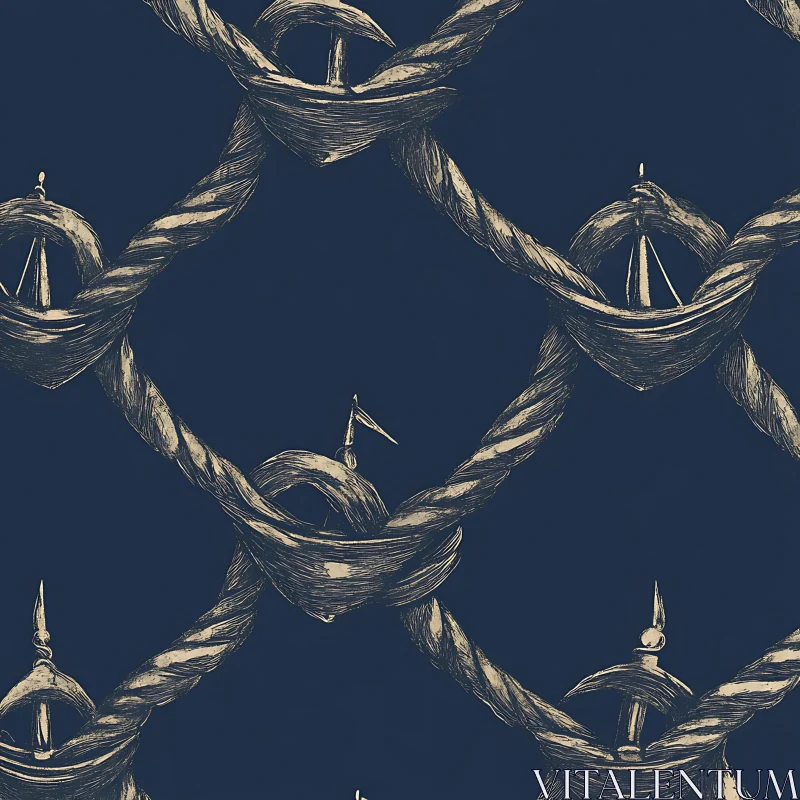 Nautical Rope and Anchor Abstract Design AI Image