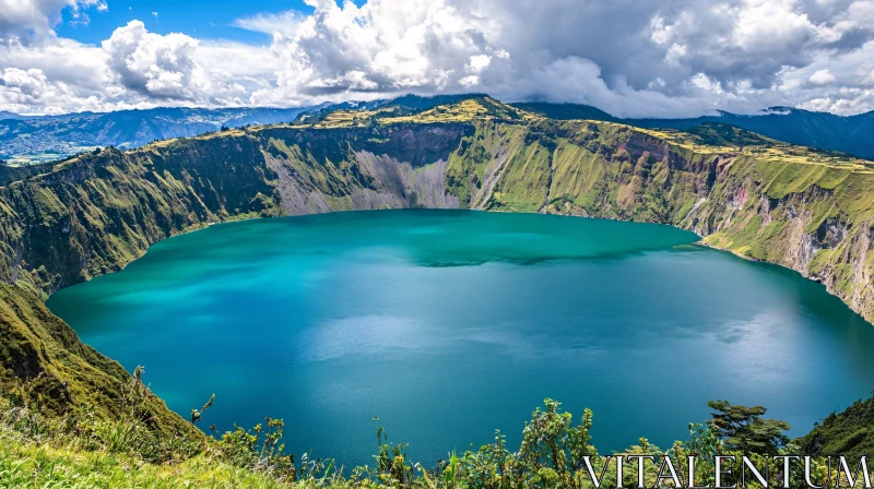 AI ART Picturesque Crater Lake with Turquoise Water