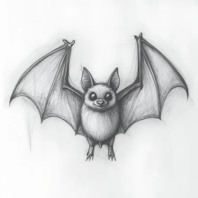 Detailed Bat Pencil Drawing