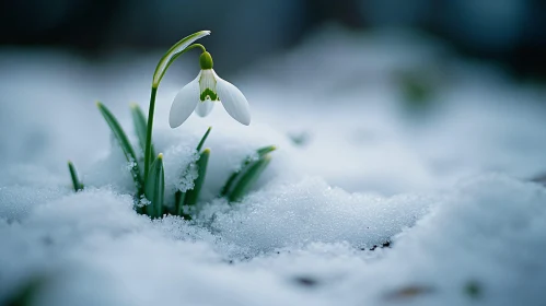 Delicate Snowdrop in Winter's Retreat