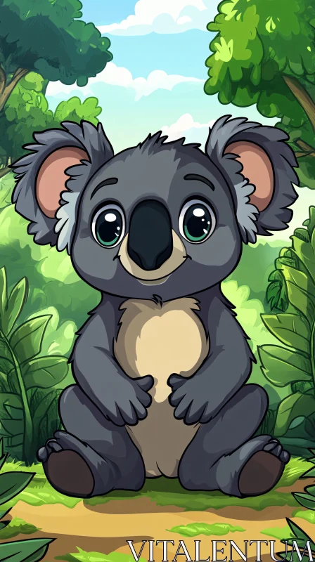 Cute Cartoon Koala Illustration AI Image