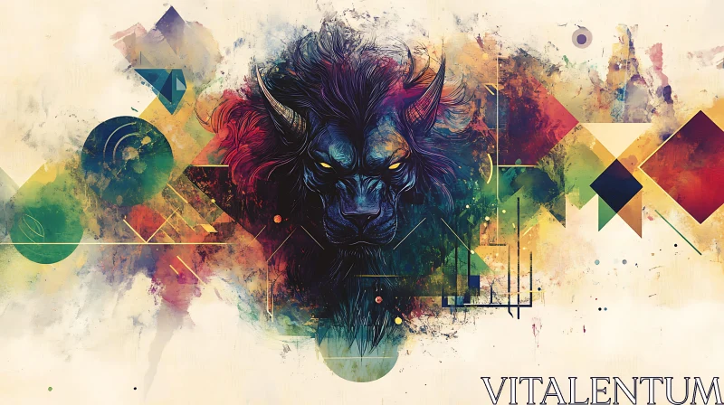 Colorful Geometric Lion Art AI Image