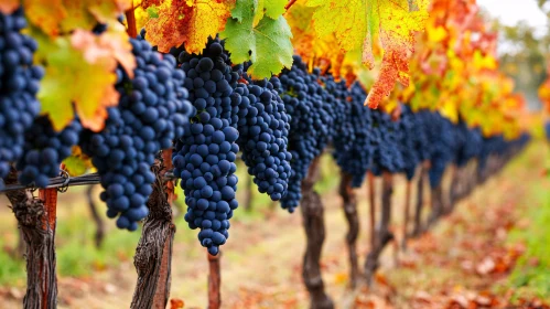 Lush Vineyard in Autumn Colors