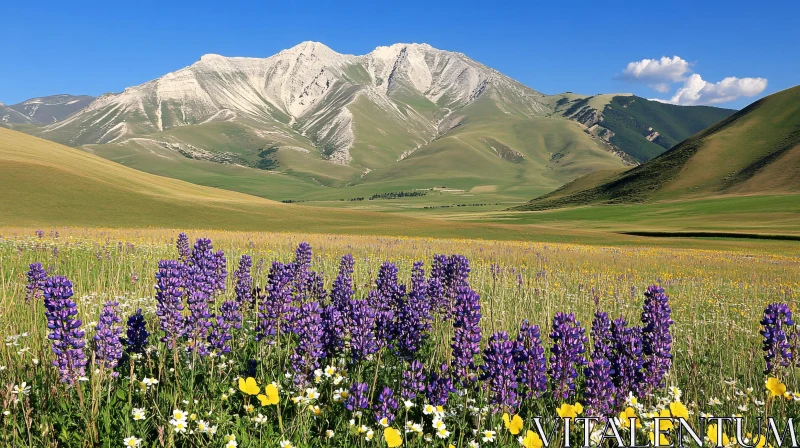 AI ART Wildflower Meadow and Mountain View