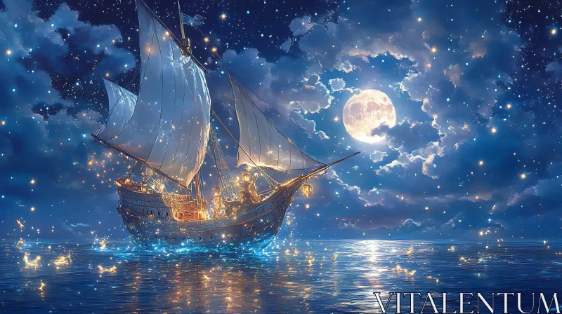 Enchanted Moonlit Voyage AI Image