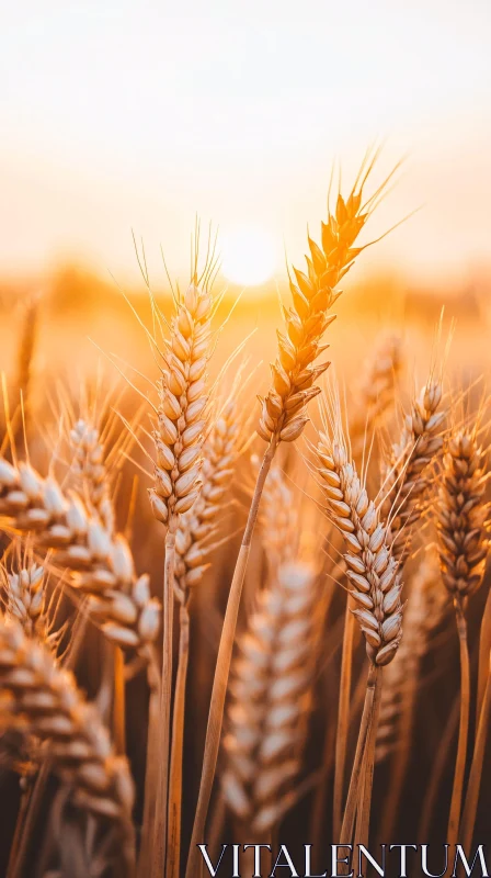 AI ART Sunlit Wheat Stalks in a Field