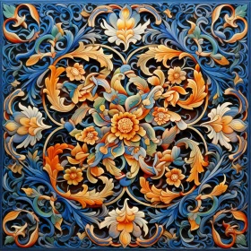 Intricate Blue Carved Wooden Mural - Indonesian Art