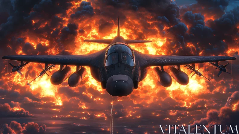 Aircraft in Fiery Skies AI Image