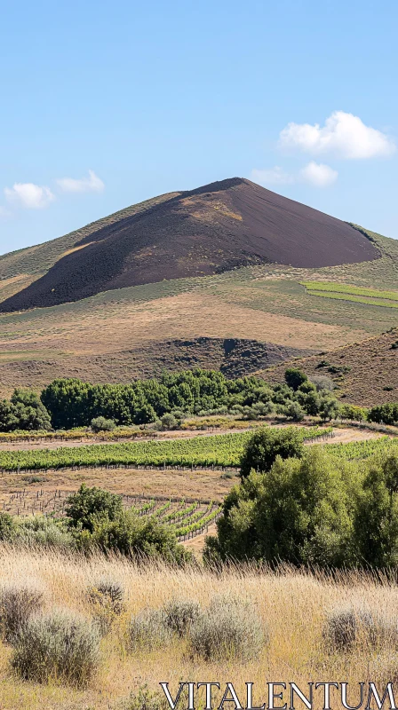 Peaceful Mountain Scene with Greenery AI Image