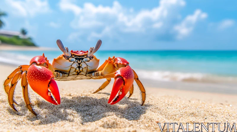 Colorful Crab on Seashore AI Image