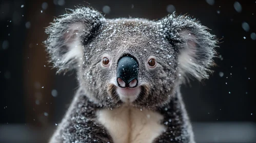 Koala Embraced by Snowflakes AI Image