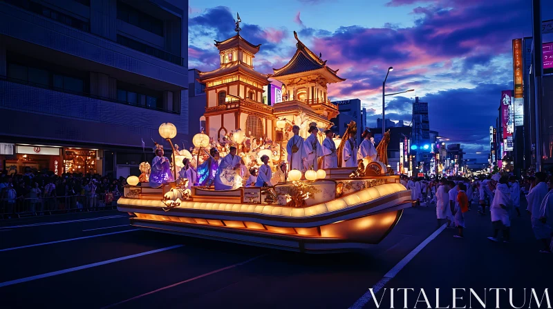 Traditional Festival Float Under a Twilight Sky AI Image