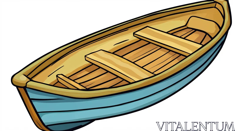 AI ART Cartoon Wooden Boat Drawing