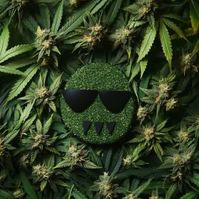 Cannabis Leaf Design with Funny Face