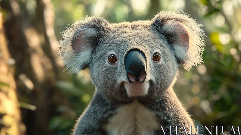 Close-Up of a Koala in the Forest AI Image