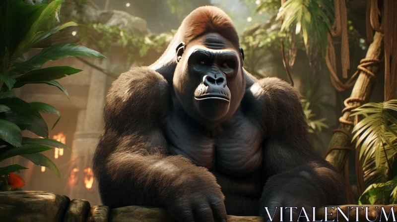 Expressive Gorilla in Game Environment Portrait AI Image