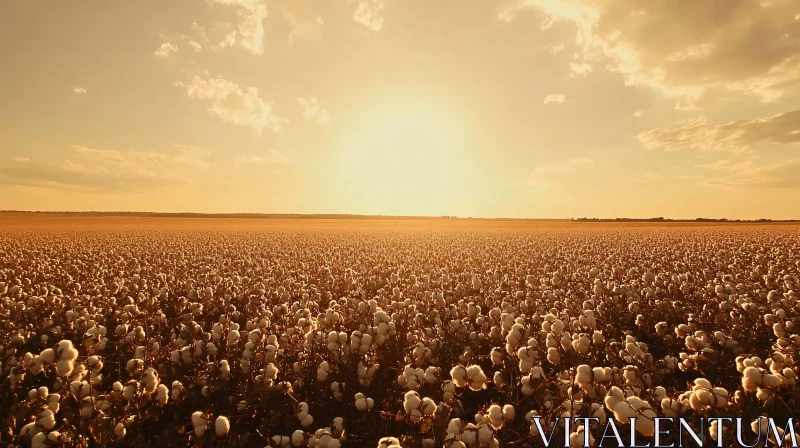 AI ART Golden Sunset Over Cotton Field