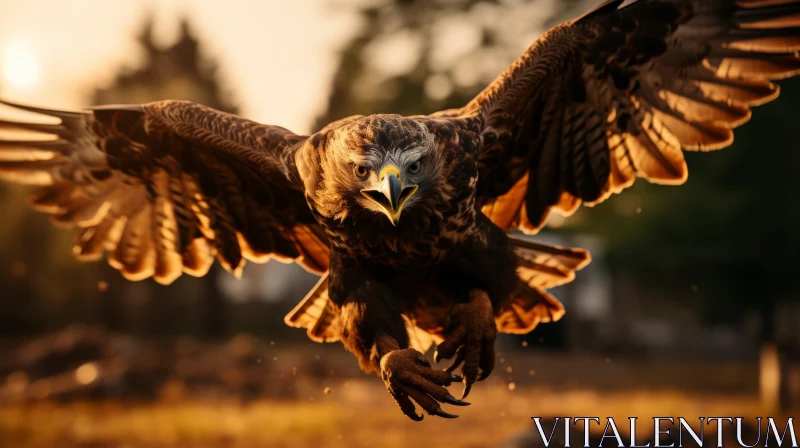 Golden Eagle in Flight: A Majestic Display of Animal Motifs AI Image