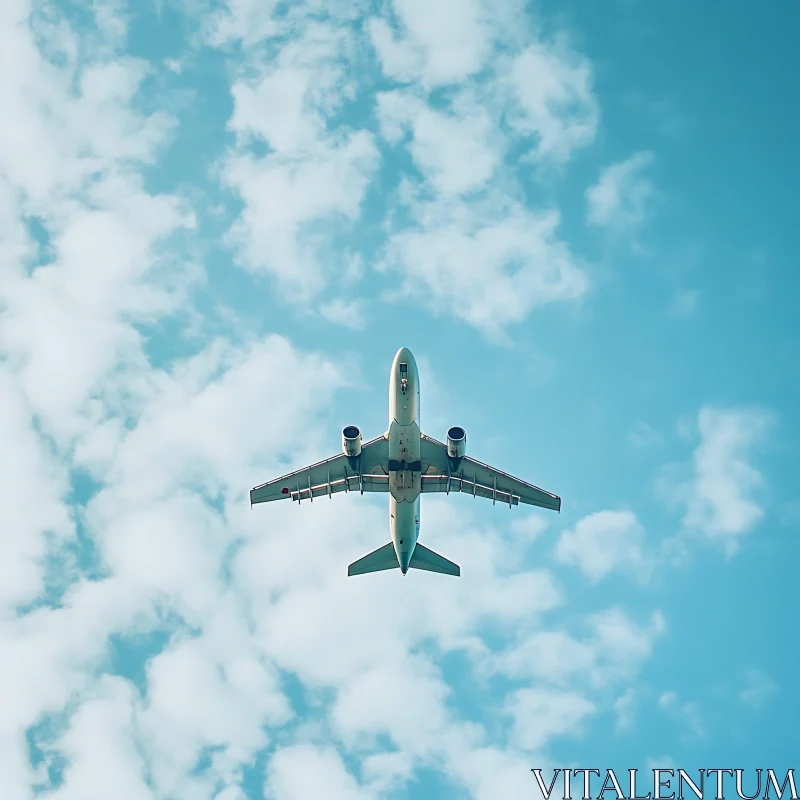 Airplane Soaring Above AI Image