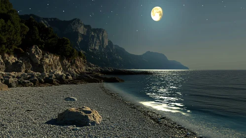 Serene Nighttime Coastal Landscape