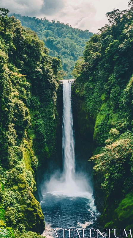 Stunning Waterfall With Verdant Surroundings AI Image