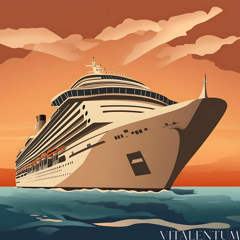 Majestic Cruise Ship During Sunset AI Image