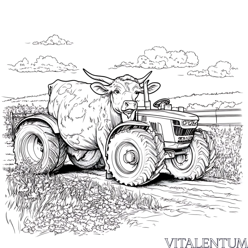 AI ART Whimsical Fusion of Cow and Tractor