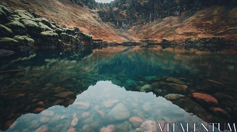 AI ART Autumn Reflections in a Tranquil Mountain Lake