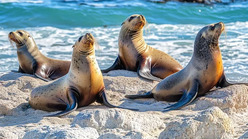 Majestic Seals Enjoying the Sun on Beach Rocks