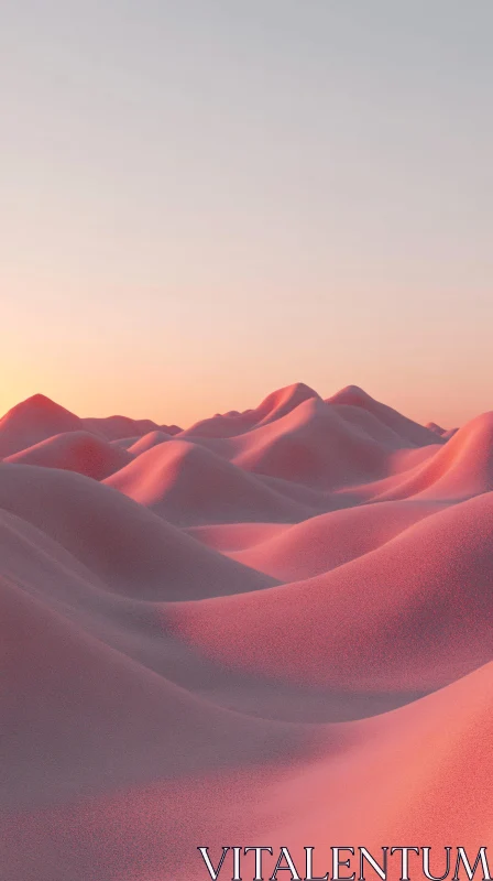 AI ART Pink Desert Landscape at Sunset