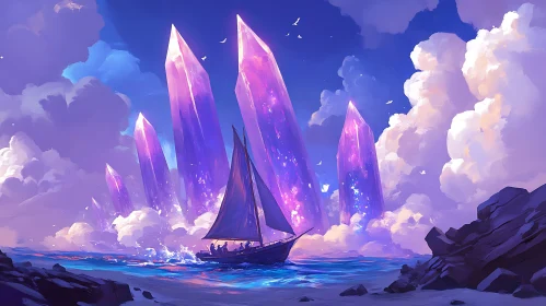 Boat Among Enchanted Crystals