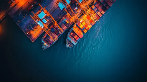 Shipyard Aerial Photography with Cargo Ships