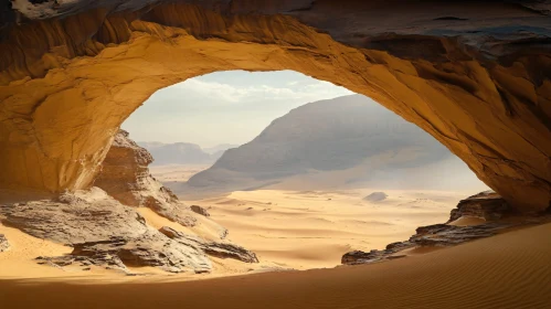 Majestic Desert Landscape Seen from a Cave